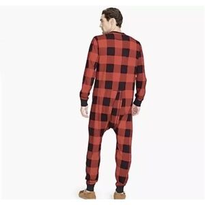 J Crew Knit Goods ONE PIECE Pajamas Red Plaid COTTON Size Mens Medium EUC